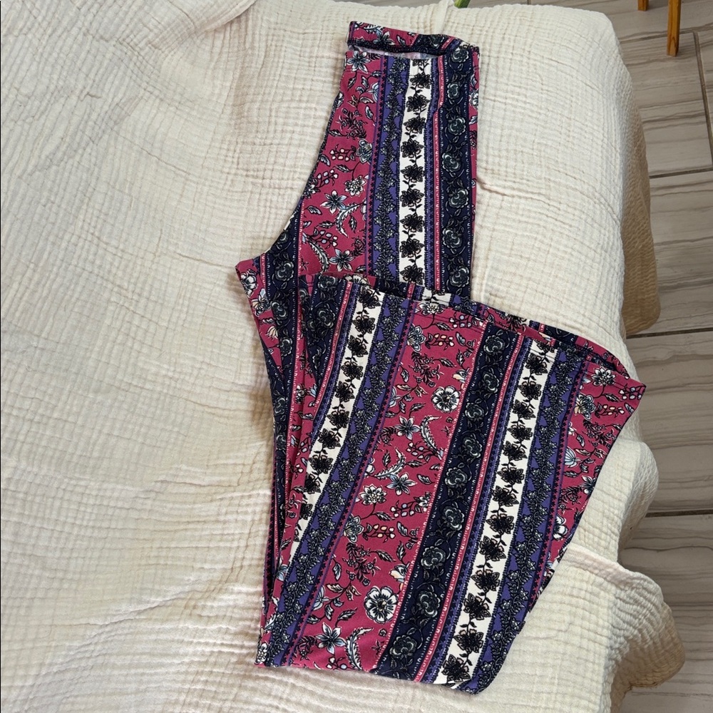 Floral Striped Leggings